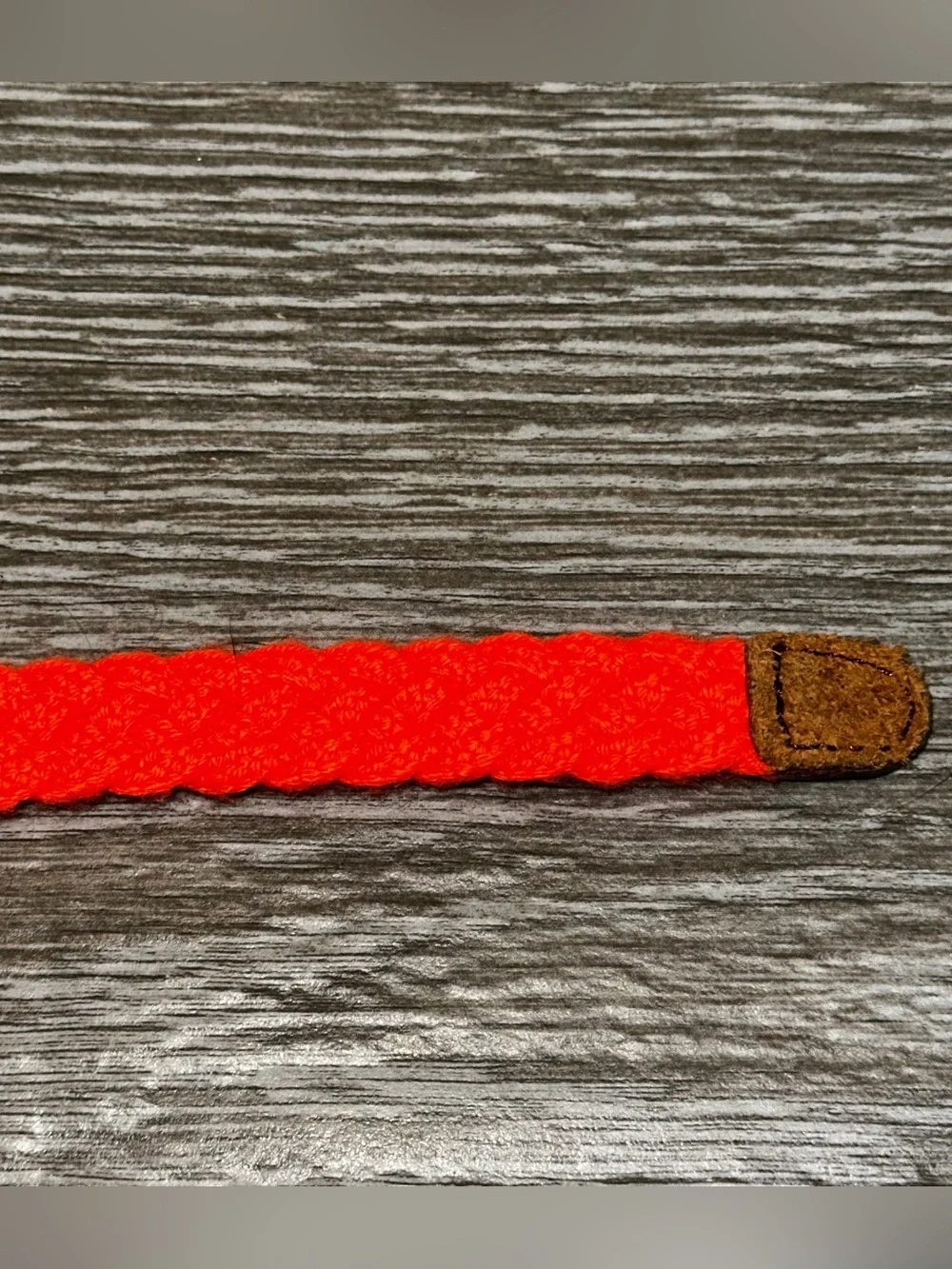 J. Crew Skinny Neon Orange Braided Cotton Belt Women’s Brass Buckle Size Sm/Med - Picture 6 of 7